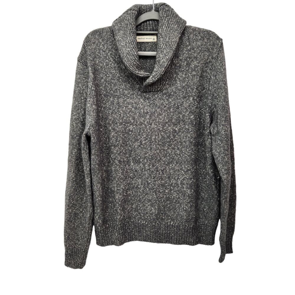 NWT Mutual Weave Heathered  Gray Shawl Collared Knit Sweater Men's L